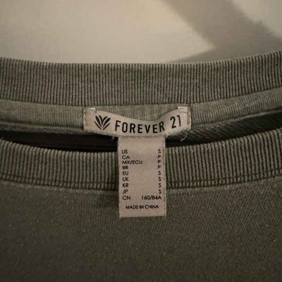 Forever 21 Moss Green Light Weight Crew Neck Sweatshirt with Pockets Size Small - Picture 2 of 6
